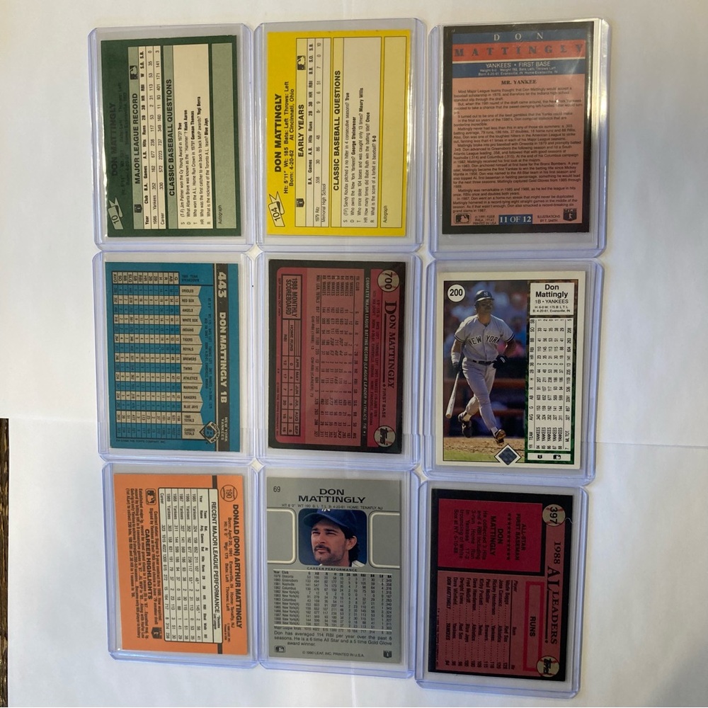 Lot of 9 Vintage 80s-90s Don Mattingly Baseball Cards Yankees - Picture 3 of 16